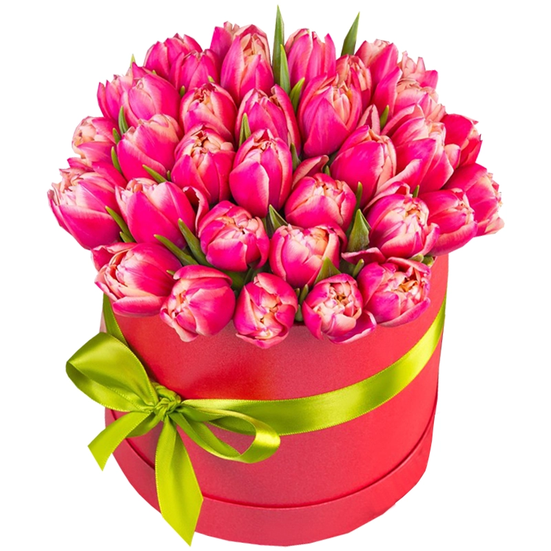 Бокс из 35 розовых тюльпанов